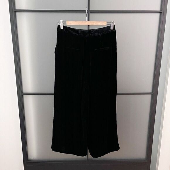 Tibi Wide Leg Cropped Pants Women's Size 0 XS Goth Witch Black Velvet Cropped - Picture 9 of 15
